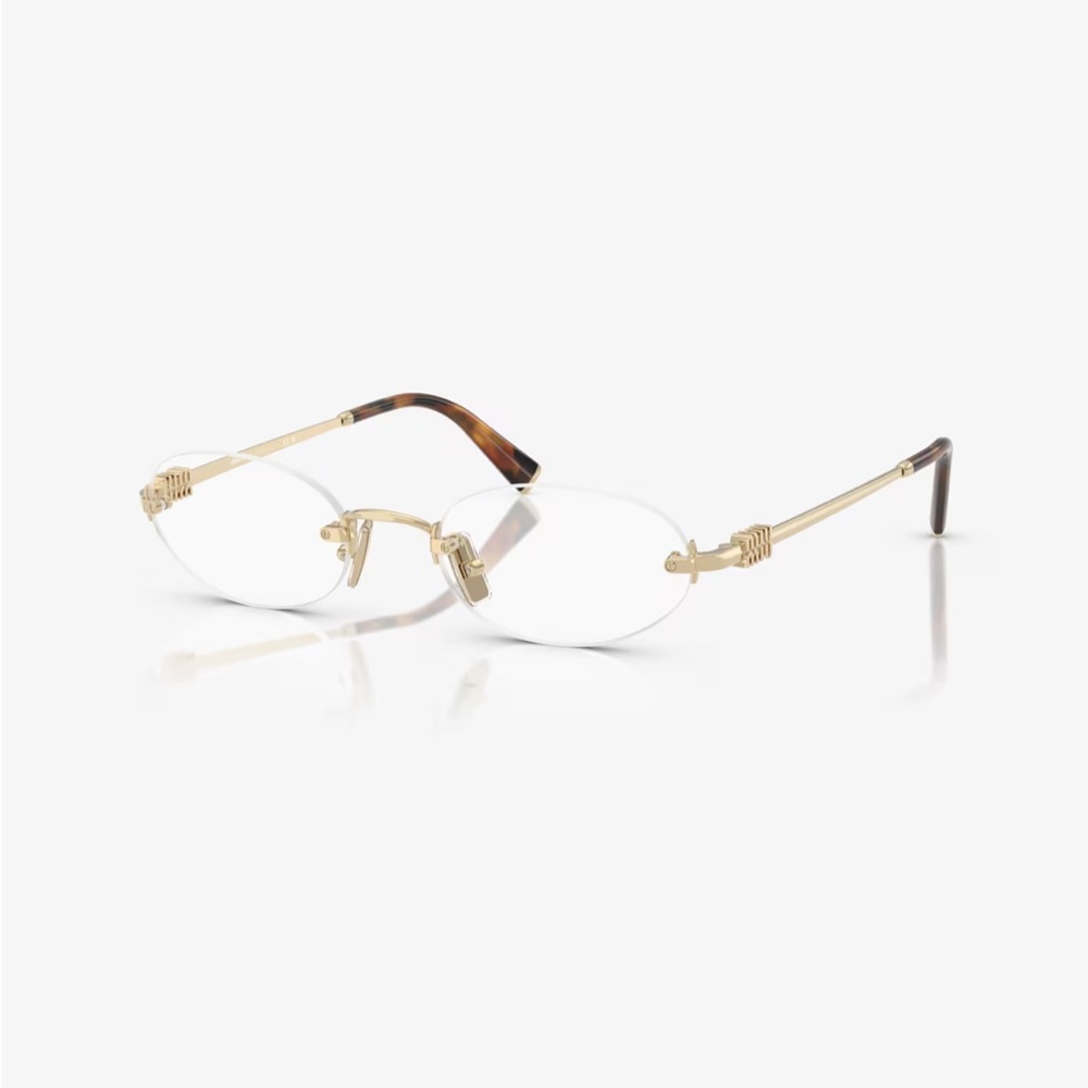 Miu Miu Gold and Brown Rimless Glasses